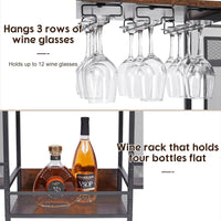 6-Tier Freestanding Wine & Liquor Rack - Stepped Liquor Bottle Display Shelf with Glass Holder