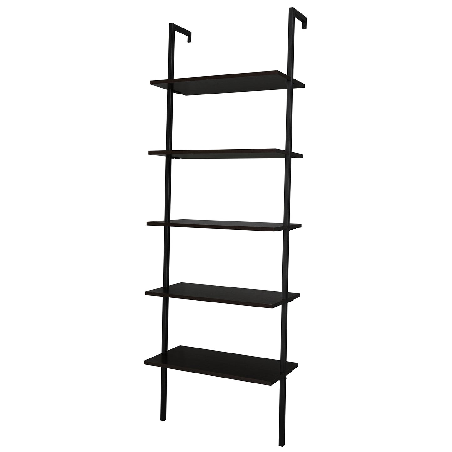 5-Tier Wall-Mounted Etagere Bookshelf -Black  Metal Frame, 70.87" Tall