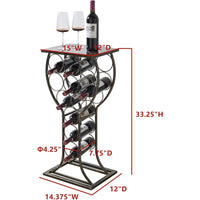 Elegant 11-Bottle Free Standing Wine Rack with Marble Top