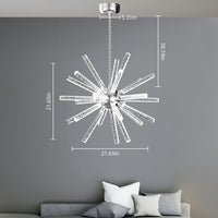 24-Light Modern LED Sputnik Chandelier - Adjustable Geometric Pendant Lighting Fixture, Mid-Century