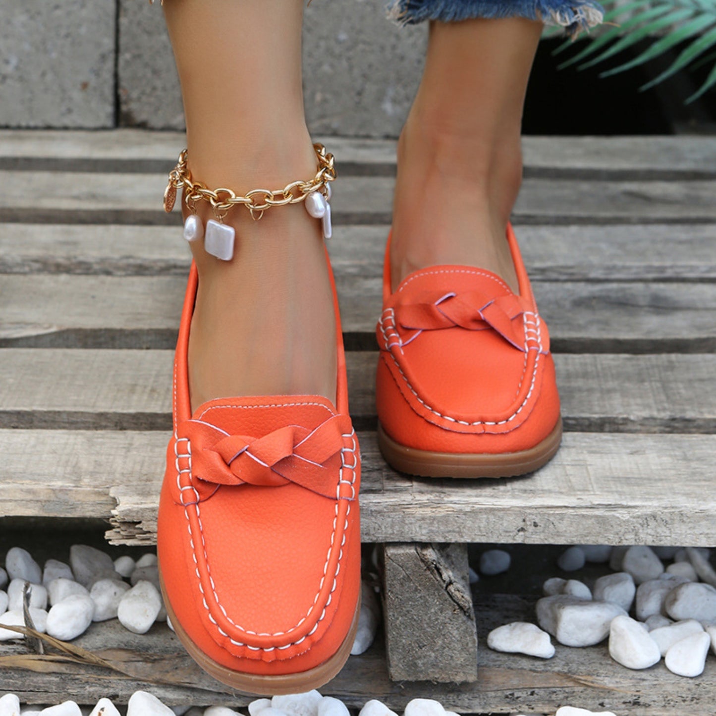 Classic Slip-On PU Leather Loafers – Available in Burnt Orange, Black, Navy & Deep Red