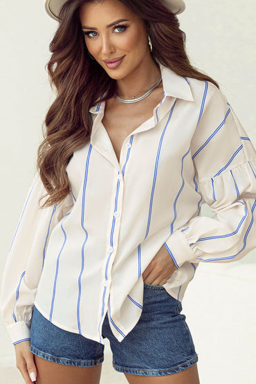 Women’s Striped Button-Up Shirt – Classic & Casual with a Relaxed Fit