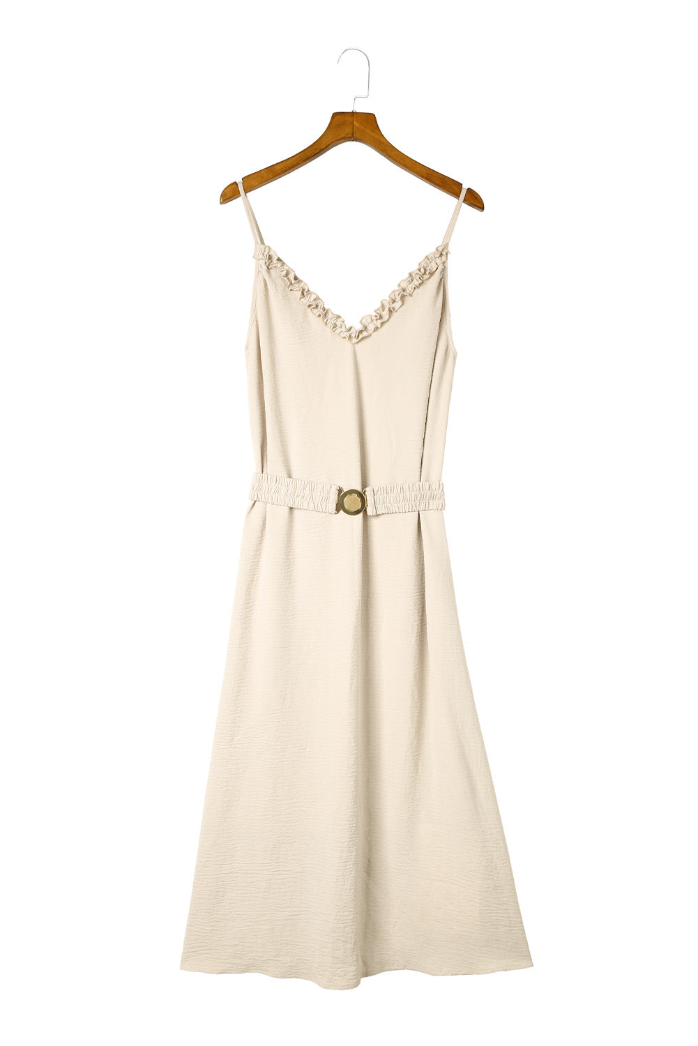 V Neck Sleeveless Maxi Dress w. Elastic Belt