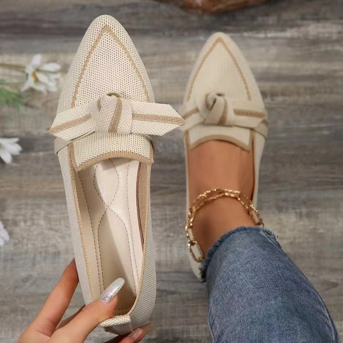 Pointed Toe Bow Detail Loafers – Casual Flats in Multiple Colors