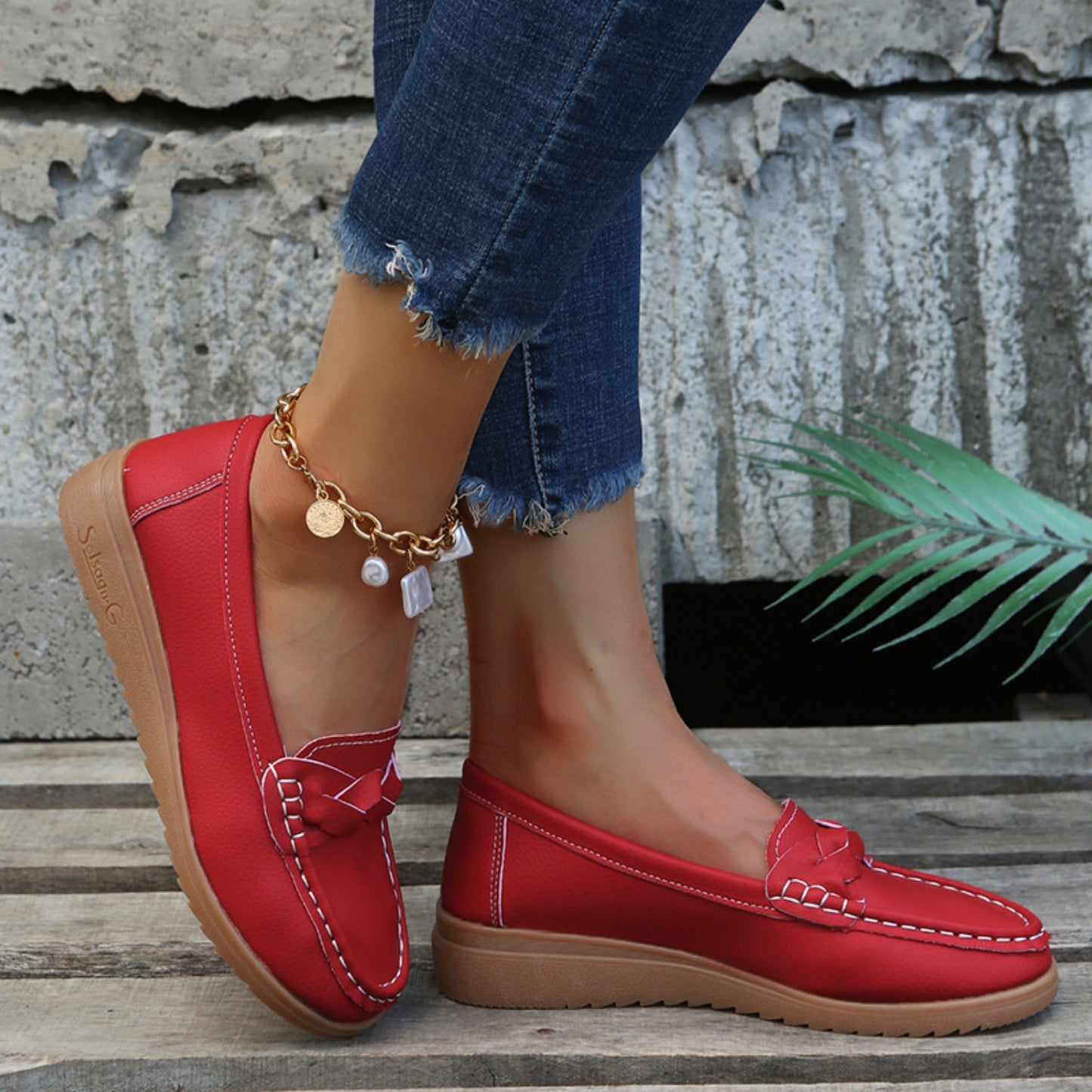 Classic Slip-On PU Leather Loafers – Available in Burnt Orange, Black, Navy & Deep Red