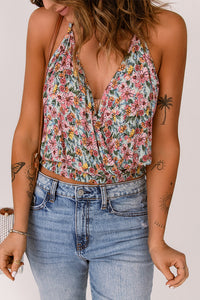 Floral Halter Neck Crop Top