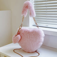 Heart-Shaped Faux Fur Handbag – Cute & Cozy Small Shoulder Bag