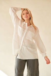 Crinkled Jacquard Button-Down Shirt – Sophisticated Texture and Style