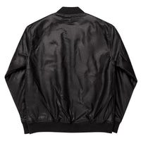 Embroidered Color Silly Lab Leather Bomber Jacket