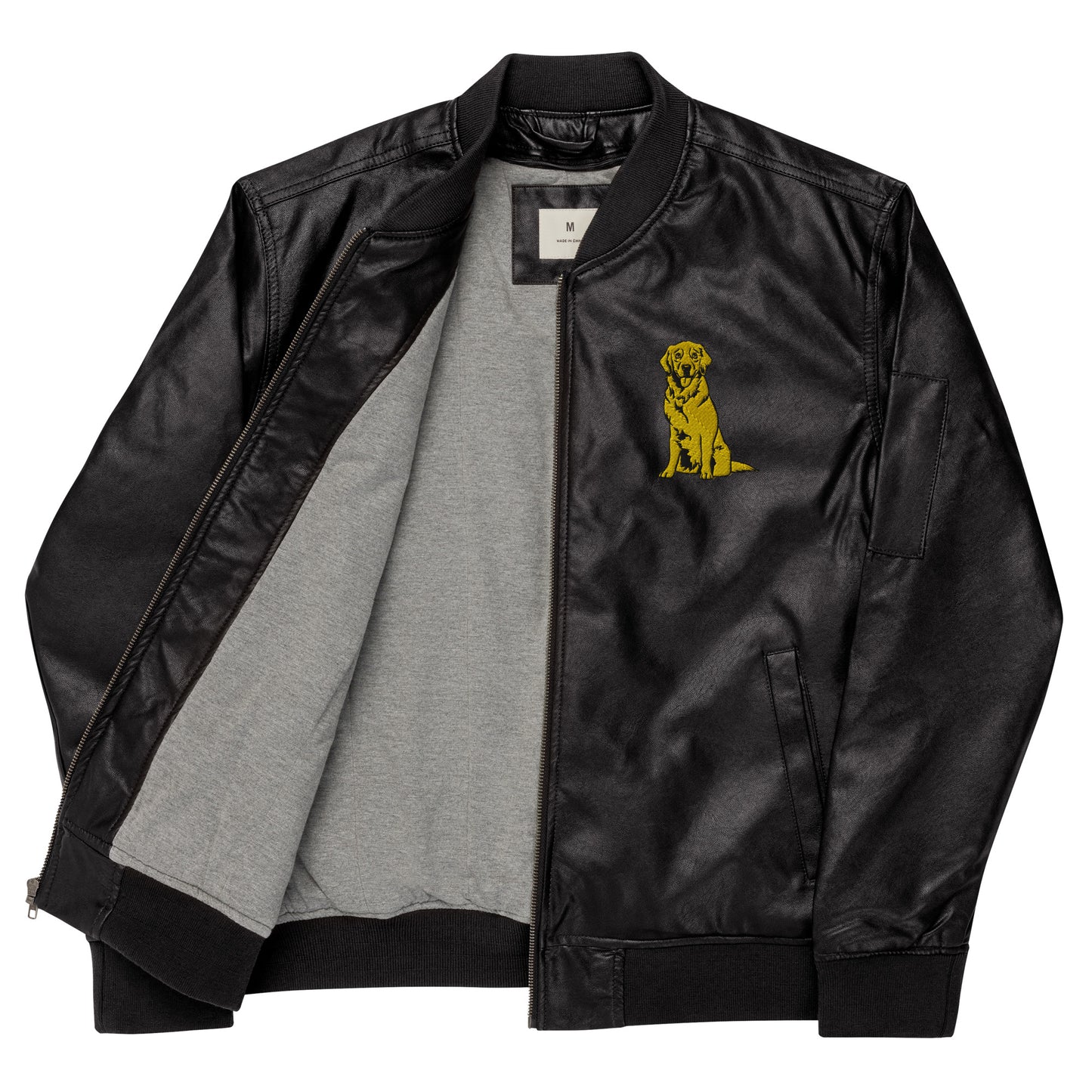 Golden Boy Classic Embroidered Leather Bomber Jacket