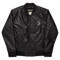 Embroidered Classic Shepherd Girl Leather Bomber Jacket