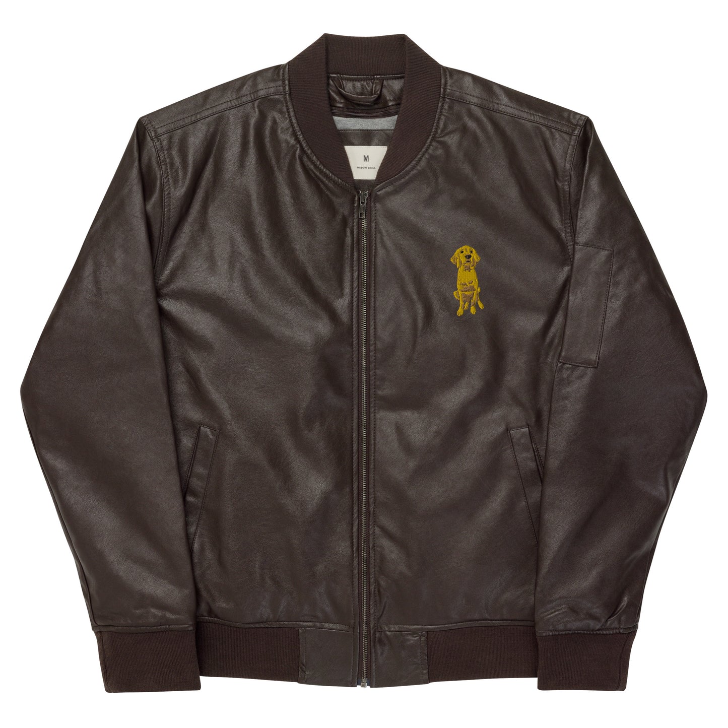 Doodle Boy Classic Embroidered Leather Bomber Jacket