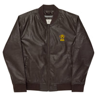 Embroidered Silly Lab Leather Bomber Jacket