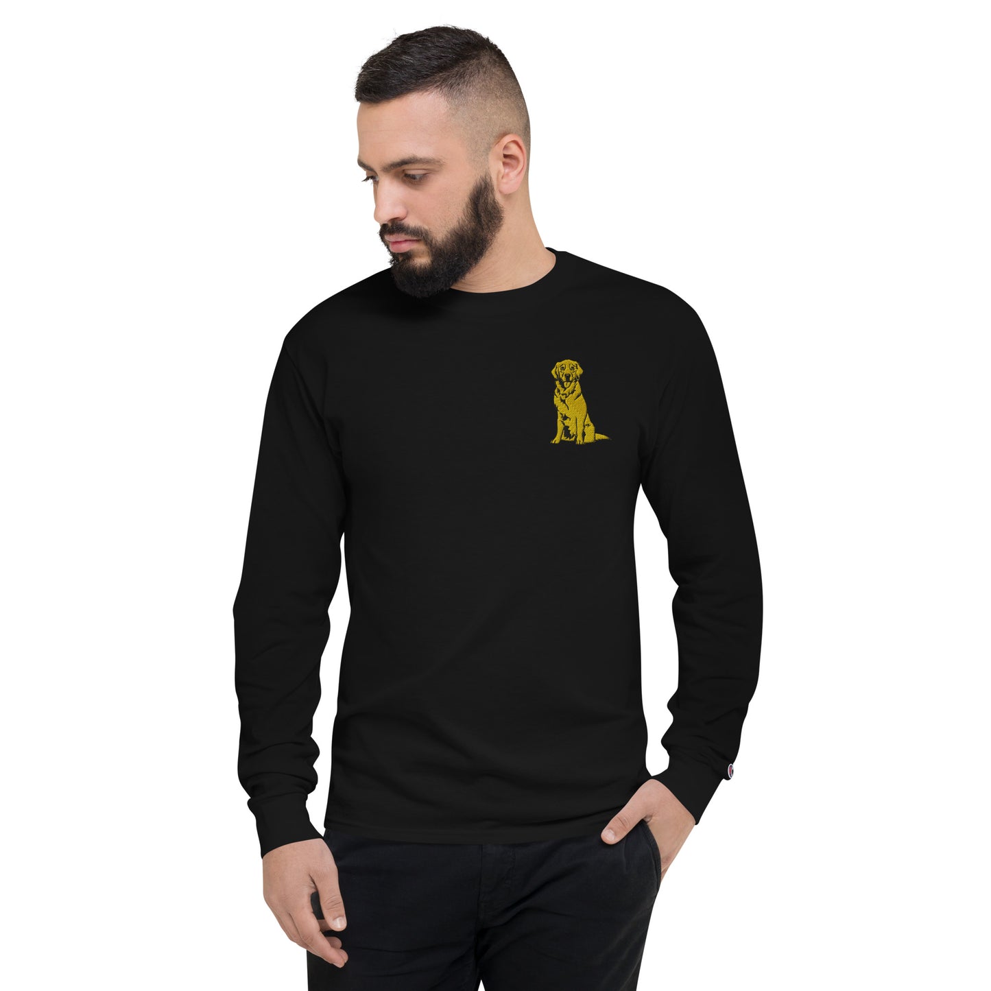 Golden Boy Embroidered Men's Champion Long Sleeve Shirt