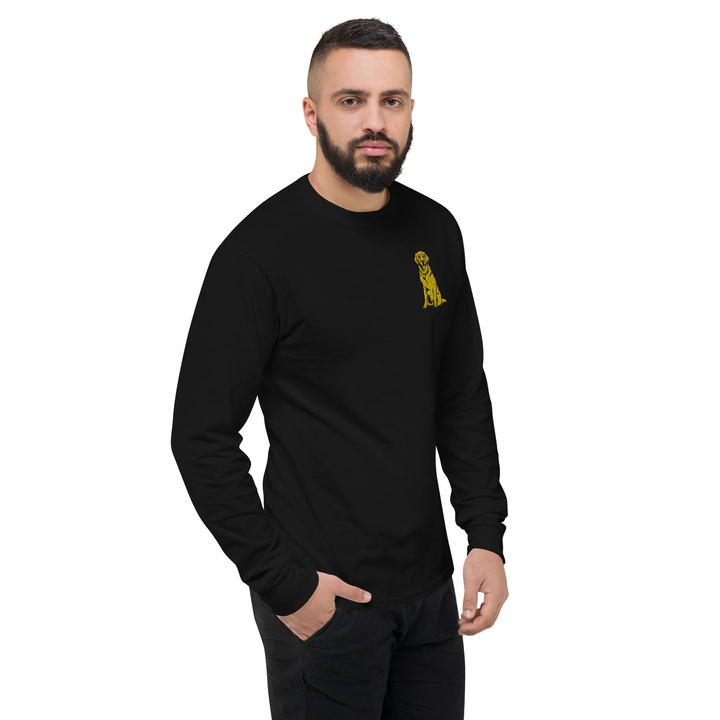 Golden Boy Embroidered Men's Champion Long Sleeve Shirt