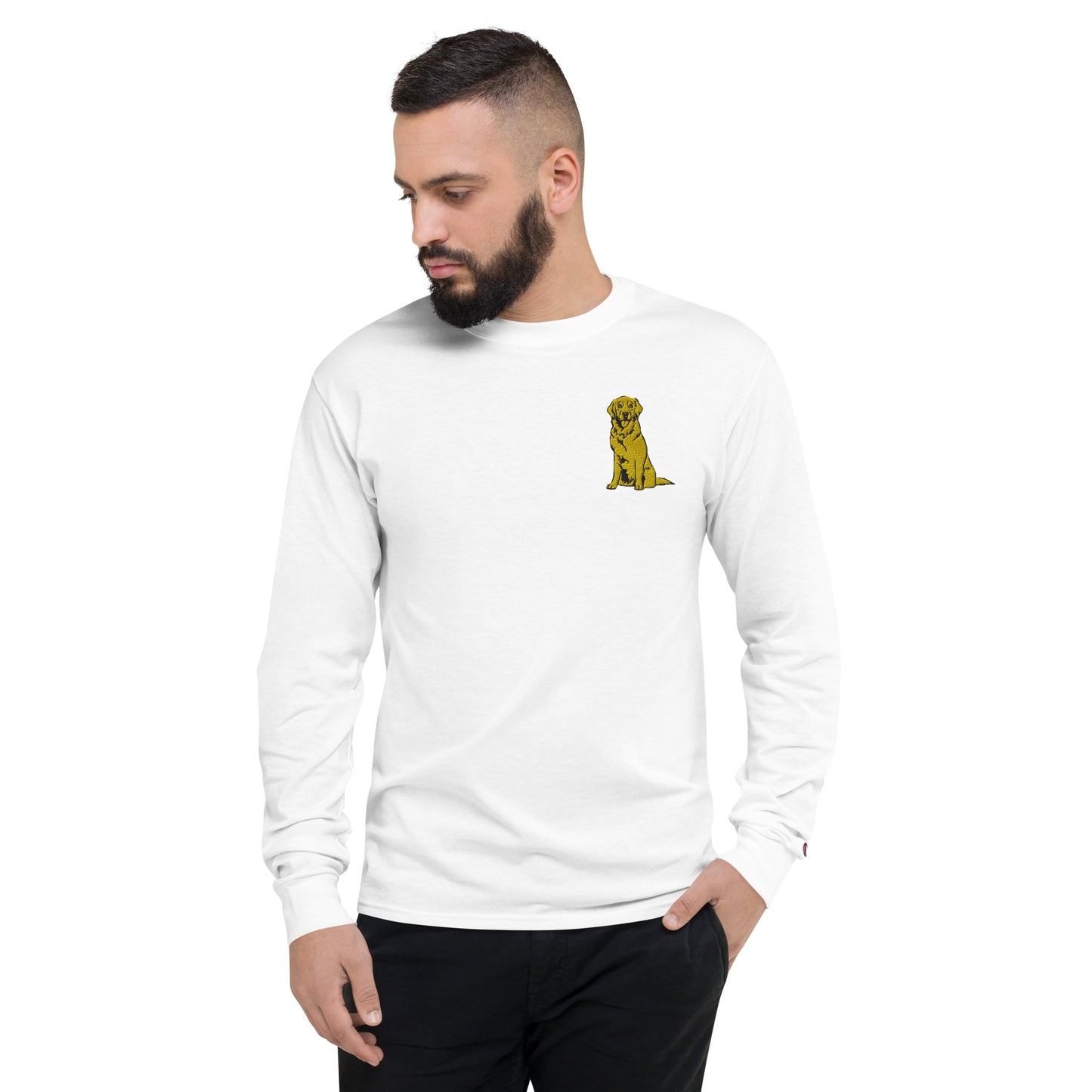 Golden Boy Embroidered Men's Champion Long Sleeve Shirt