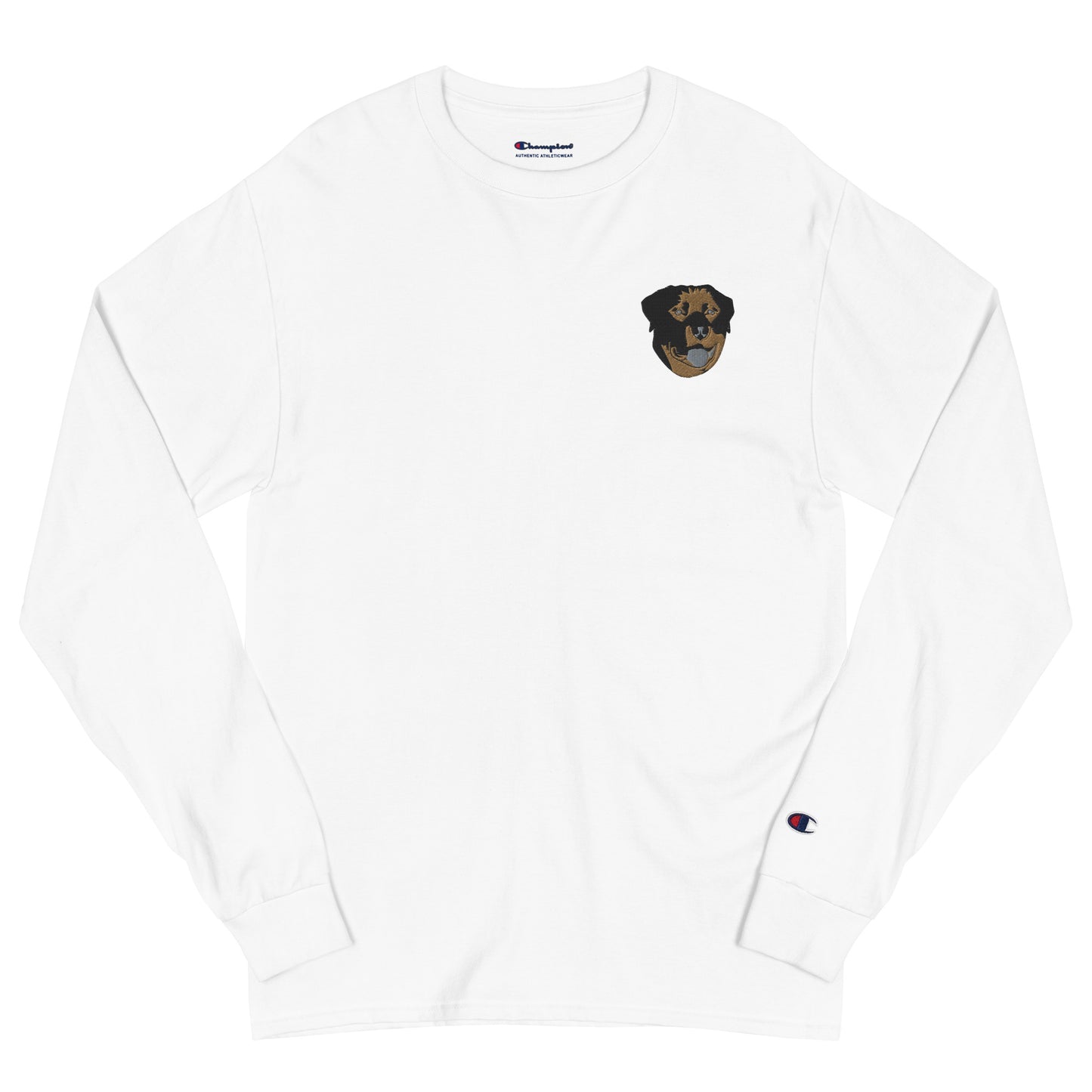 Embroidered Classic Rottie Men's Champion Long Sleeve Shirt