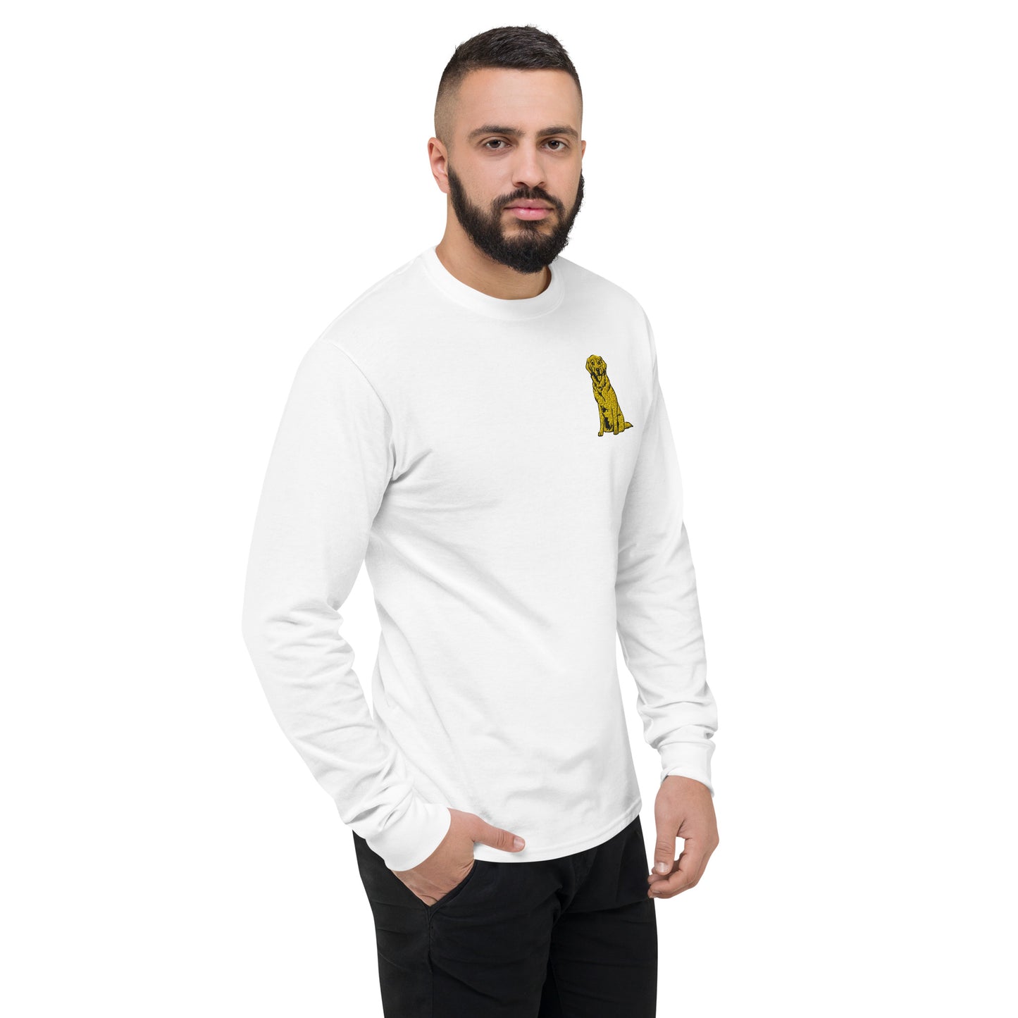 Golden Boy Embroidered Men's Champion Long Sleeve Shirt