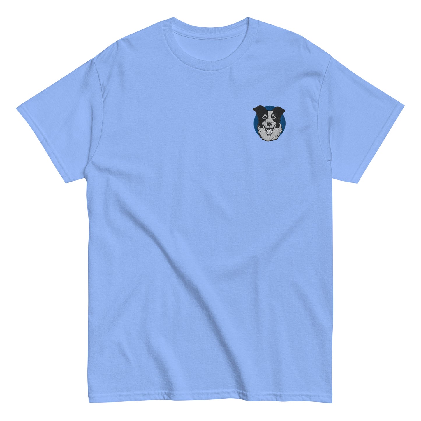 Embroidered Collie Craze Happy Blue Men's T-Shirt