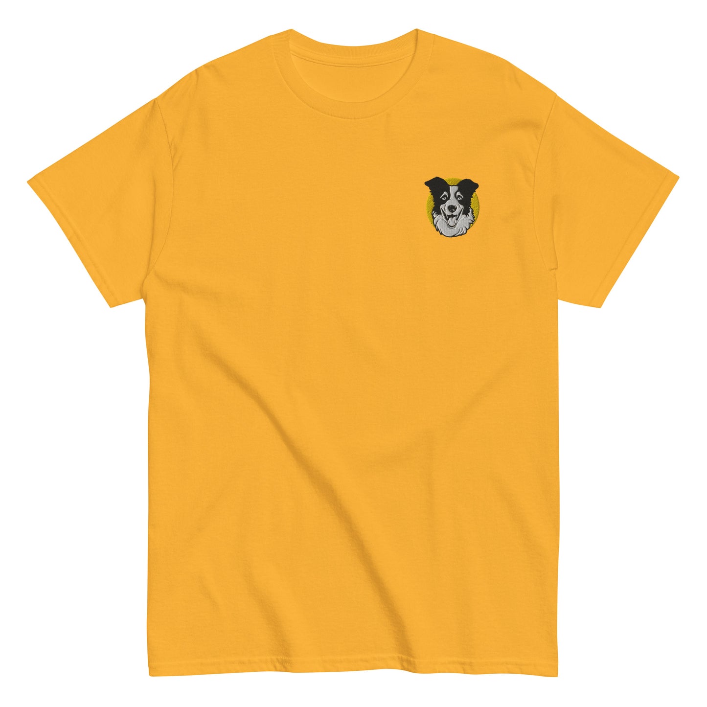 Embroidered Collie Craze Happy yellow Men's T-Shirt