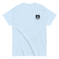 Embroidered Collie Craze Happy Blue Men's T-Shirt