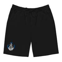 Embroidered Collie Craze Happy Blue Men's Fleece Shorts