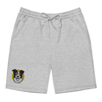 Embroidered Collie Craze Happy Yellow Men's Fleece Shorts