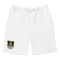 Embroidered Collie Craze Happy Yellow Men's Fleece Shorts