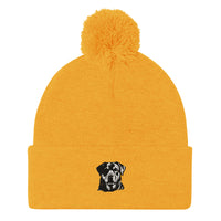 Embroidered Classic Rottie Pom-Pom Beanie