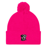 Embroidered Classic Rottie Pom-Pom Beanie