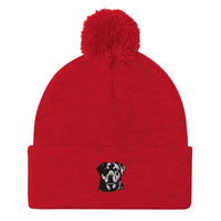 Embroidered Classic Rottie Pom-Pom Beanie