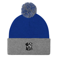 Embroidered Classic Rottie Pom-Pom Beanie