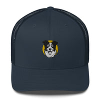 Embroidered Collie Craze Happy Yellow Trucker Cap