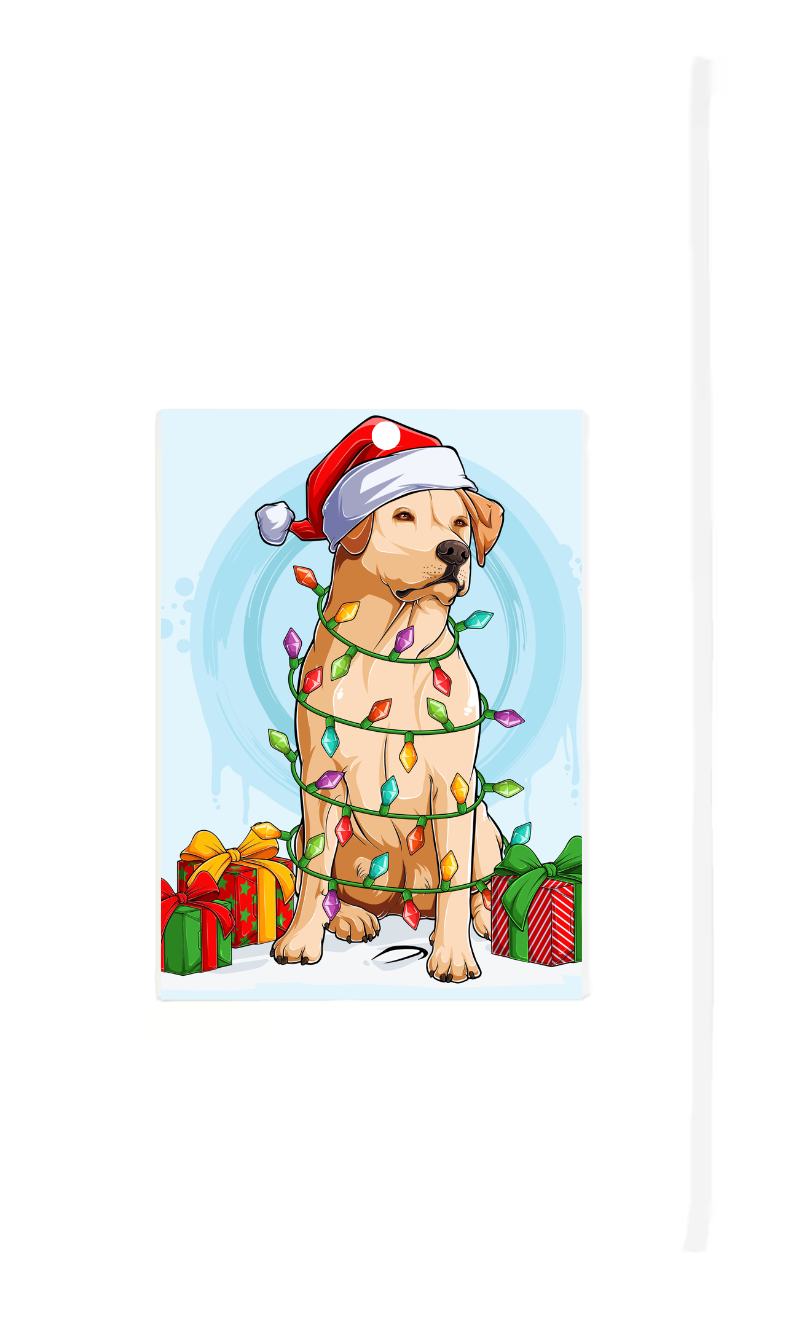 Festive Yellow Lab Christmas Air Freshener - Customizable