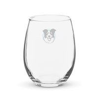 Collie Craze Happy Blue Stemless wine glass