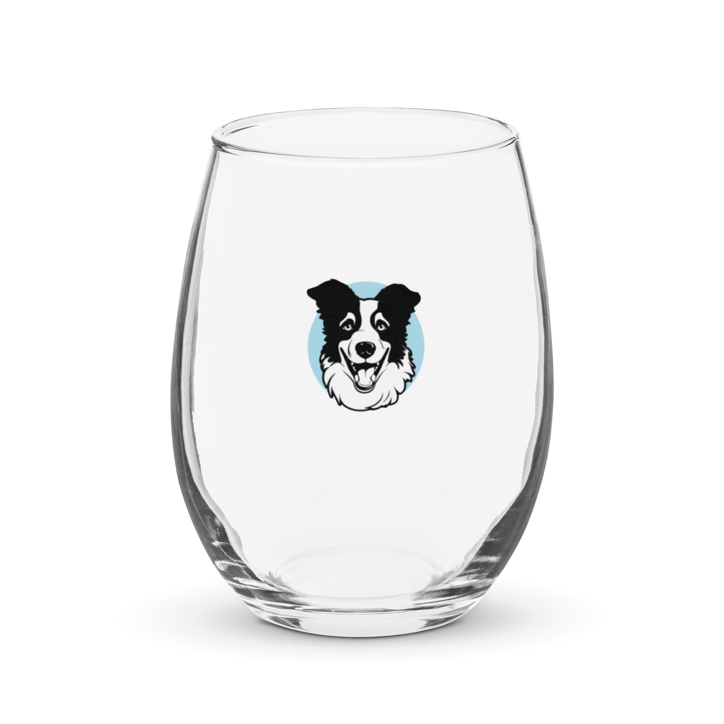 Collie Craze Happy Blue Stemless wine glass