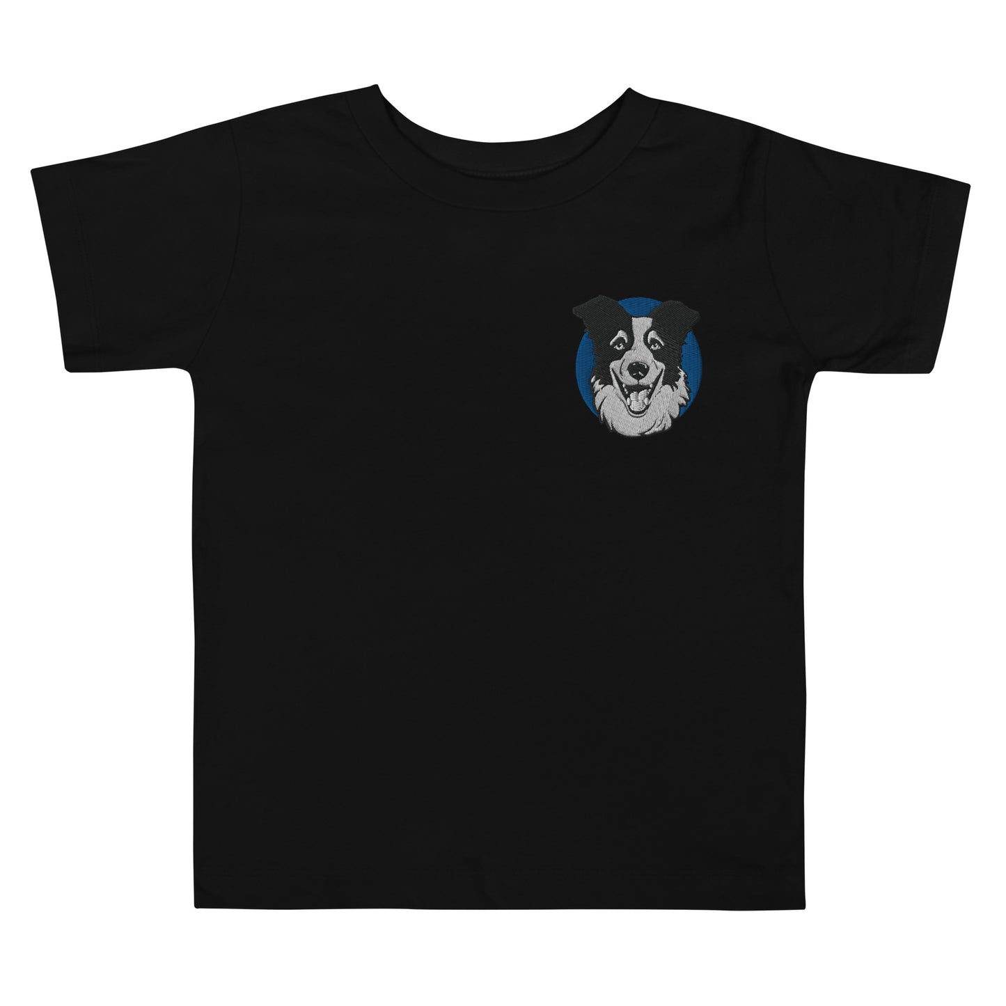 Embroidered Collie Craze Happy Blue Toddler Short Sleeve Tee