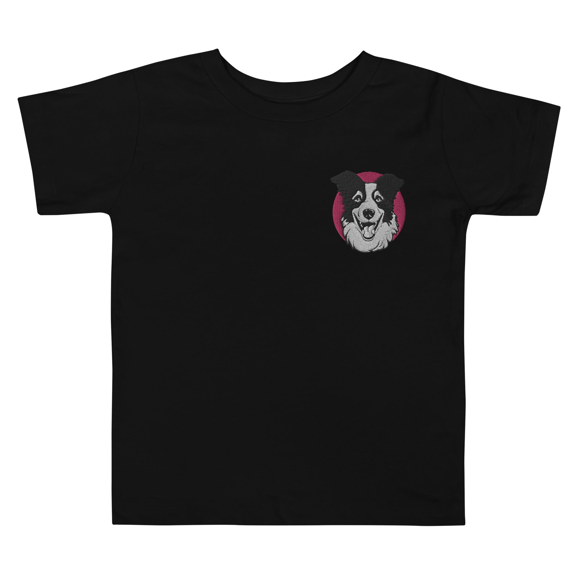 Embroidered Collie Craze Happy Pink Toddler Short Sleeve Tee