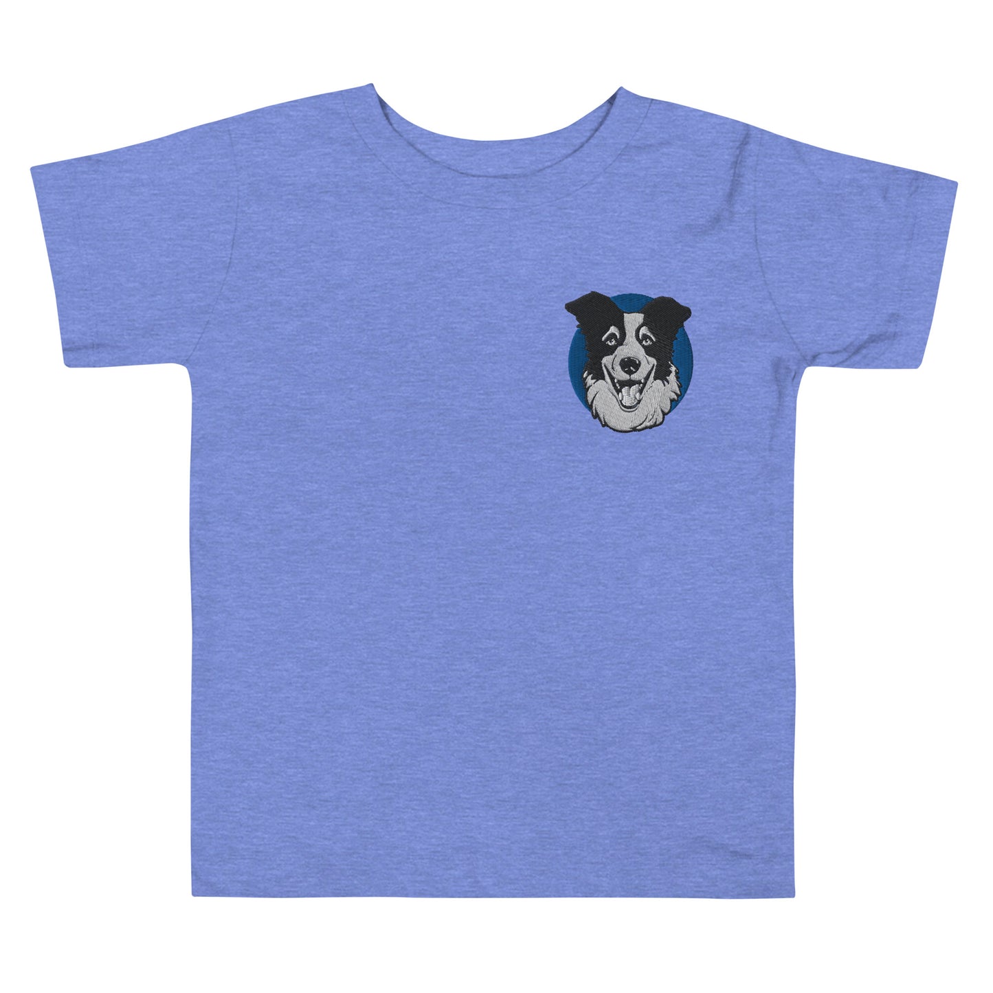 Embroidered Collie Craze Happy Blue Toddler Short Sleeve Tee