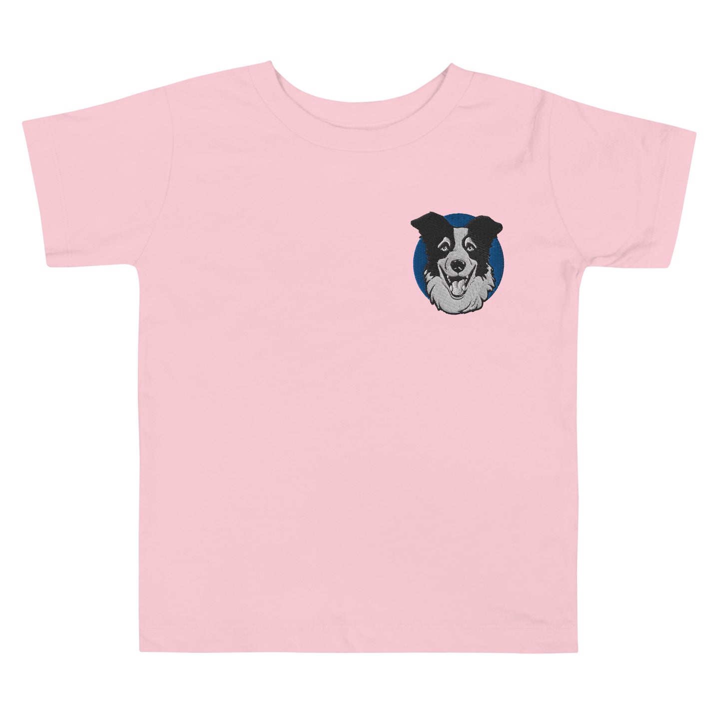 Embroidered Collie Craze Happy Blue Toddler Short Sleeve Tee