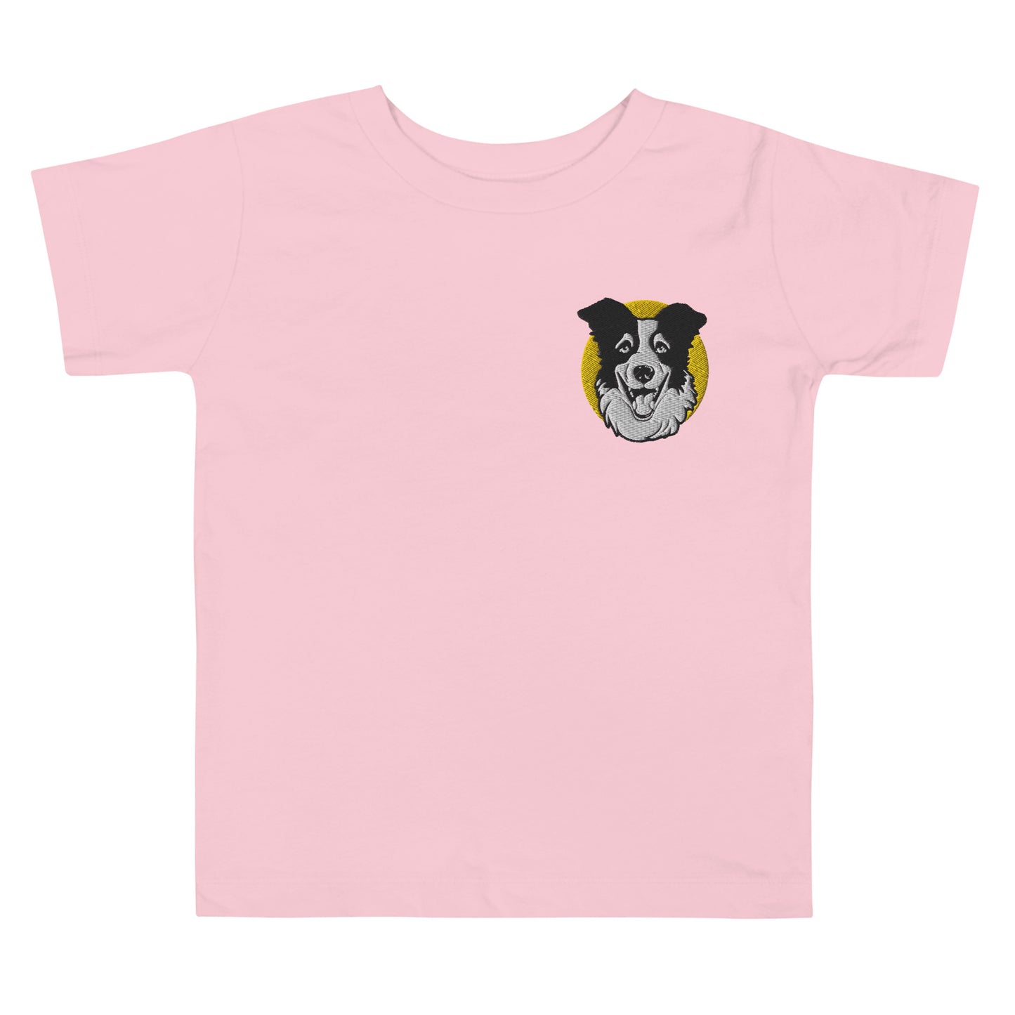 Embroidered Collie Craze Happy Yellow Toddler Short Sleeve Tee