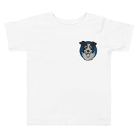 Embroidered Collie Craze Happy Blue Toddler Short Sleeve Tee