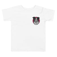 Embroidered Collie Craze Happy Pink Toddler Short Sleeve Tee