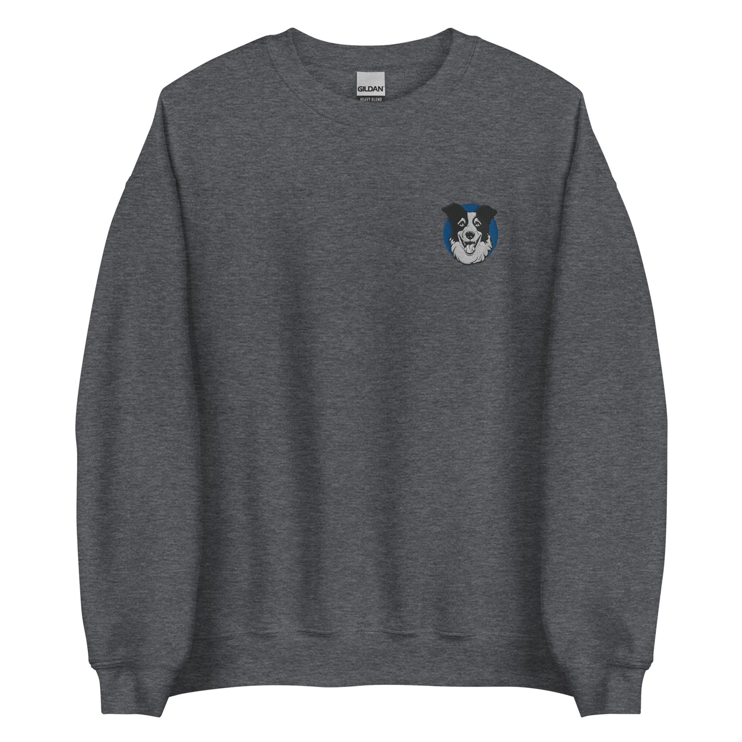 Embroidered Collie Craze Happy Blue Sweatshirt