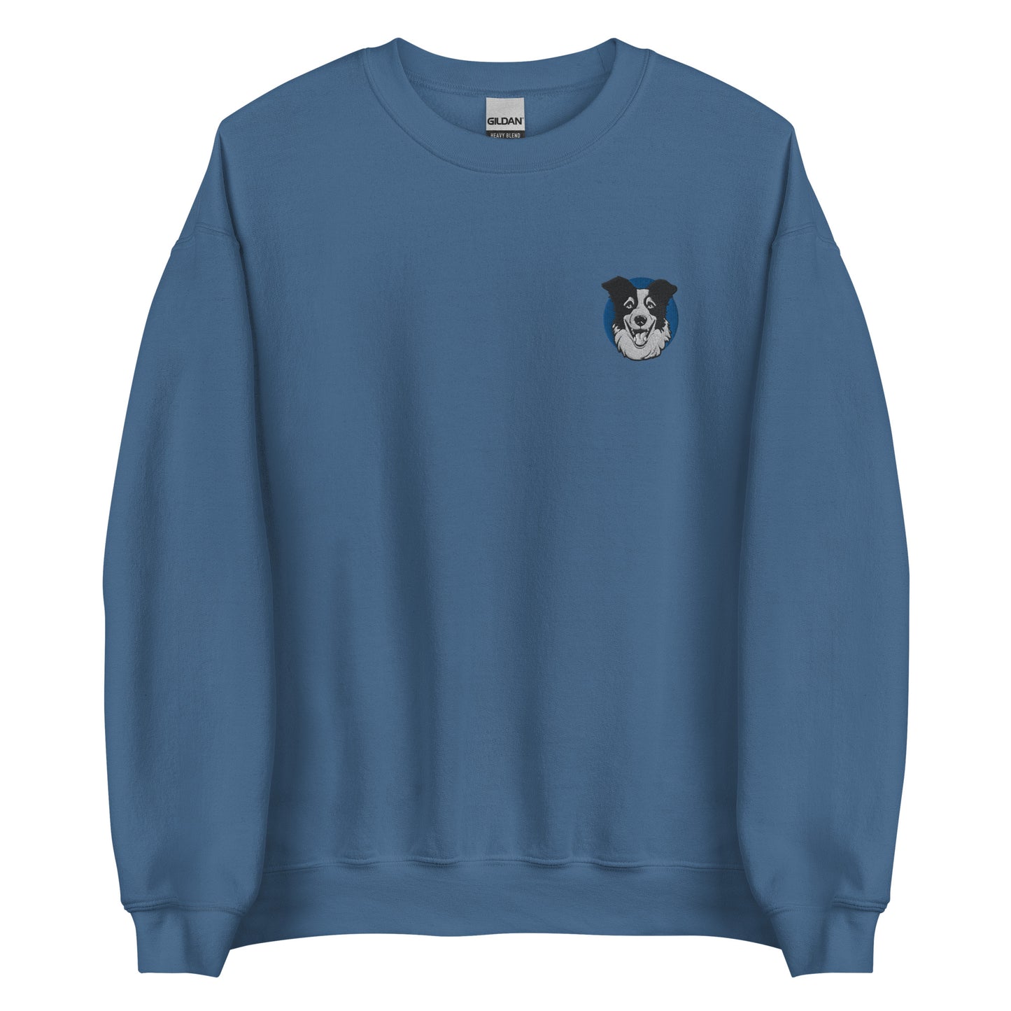 Embroidered Collie Craze Happy Blue Sweatshirt