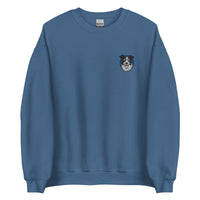 Embroidered Collie Craze Happy Blue Sweatshirt