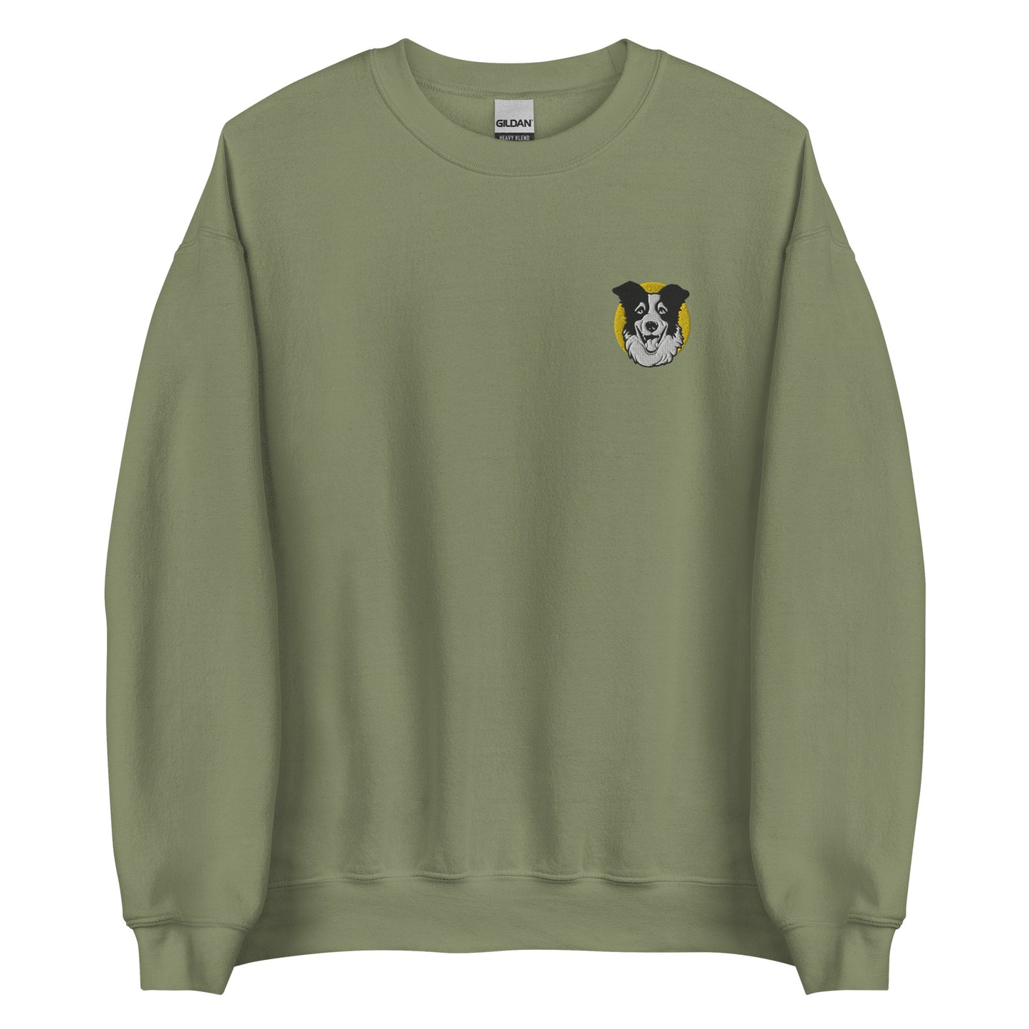 Embroidered Collie Craze Happy Yellow Sweatshirt