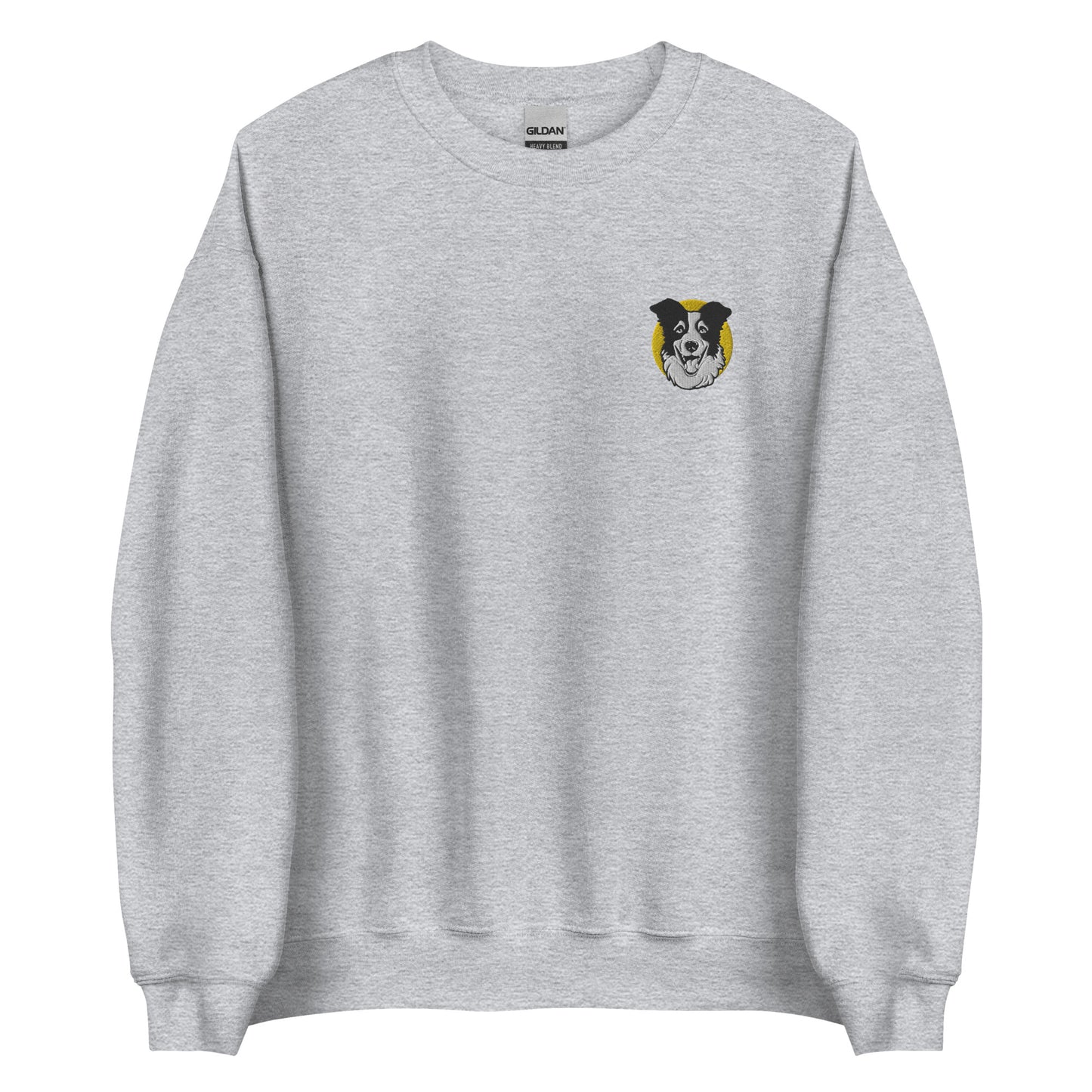 Embroidered Collie Craze Happy Yellow Sweatshirt