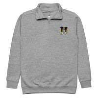 Embroidered Collie Craze Happy Yellow Fleece Pullover