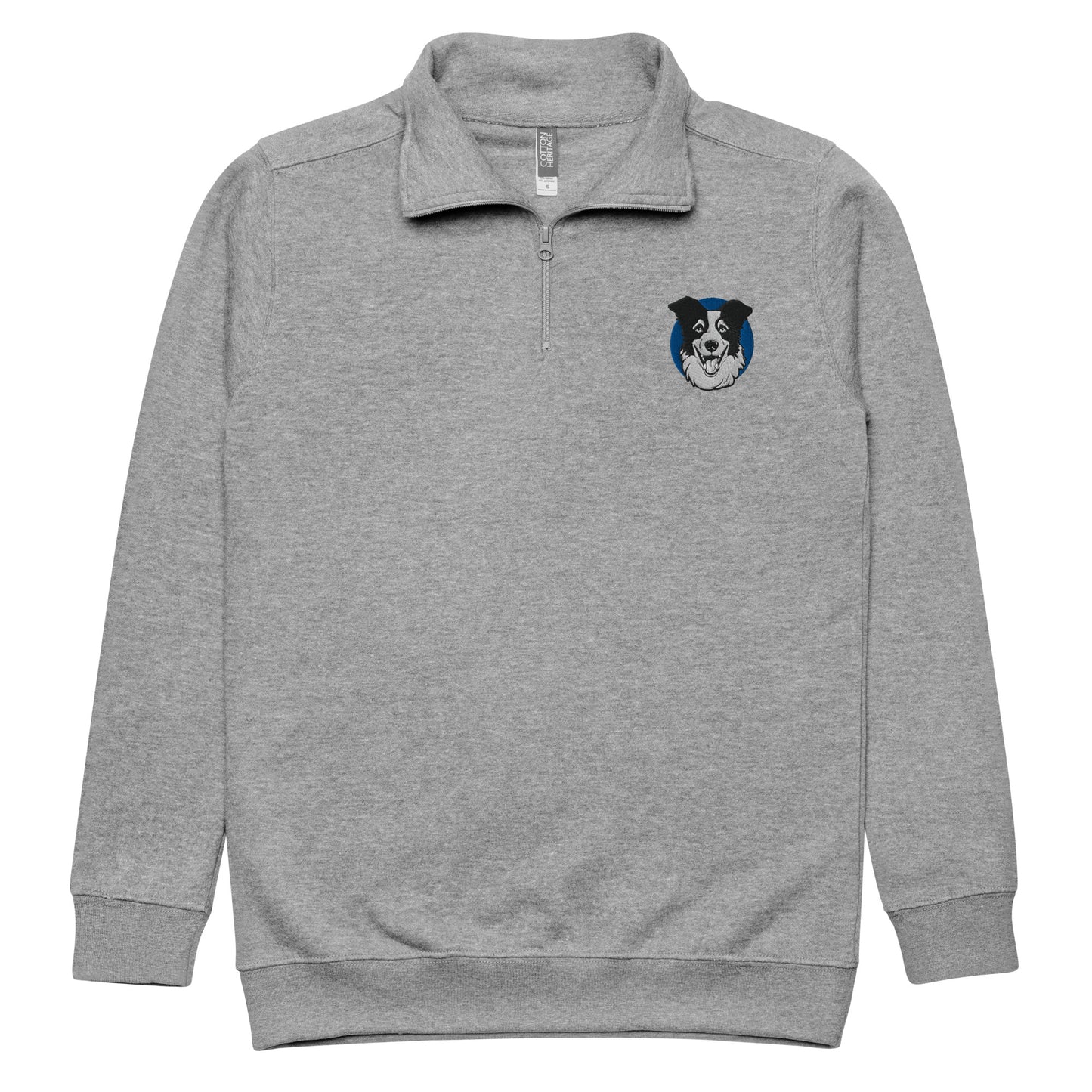 Embroidered Collie Craze Happy Blue Fleece Pullover